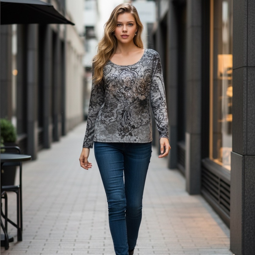 Cache Rhinestone, Embellished, Rose Pattern, Flow… - image 1